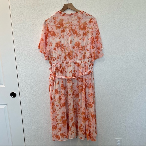 Torrid Midi Chiffon Ruffle Neck Pintuck Dress- size 2 - Picture 9 of 14